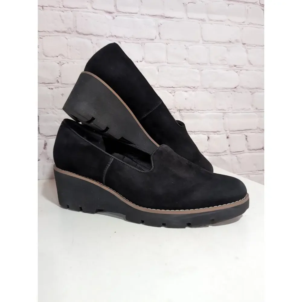Vionic Women's Size 10 Willa Wedge Water Repellent Black Suede Euro 41